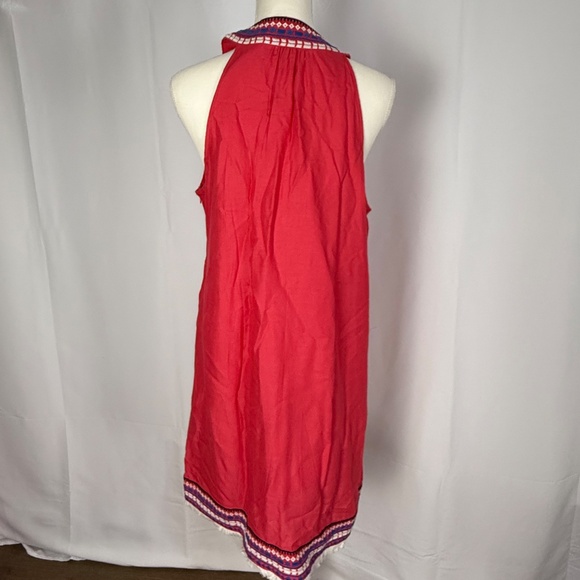 Mud Pie Women's James Sleeveless Shift Dress Pink Embroidered Boho Beach Sz L - Picture 4 of 13